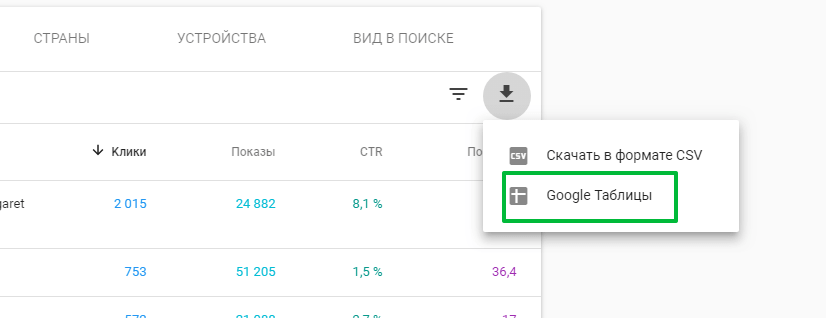 выгрузка данных из GSC